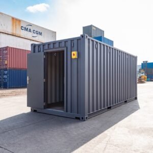 This enhanced 20ft standard shipping container features a durable grey finish and meets ISO standards, making it ideal for secure storage and transport of dry cargo. With external dimensions of approximately 6.10m (20ft) length, 2.44m (8ft) width, and 2.59m (8ft 6in) height, it offers an internal space of about 5.90m x 2.35m x 2.39m, providing a cubic capacity of 33.2 cubic meters (1,172 cubic feet). The container’s wide door opening (2.34m width x 2.28m height) allows for easy loading and unloading of goods, including palletized shipments. Built with robust steel construction, this container supports a maximum gross weight of up to 30,480 kg and a payload capacity of approximately 28,200 kg, making it suitable for heavy loads such as machinery, raw materials, and consumer goods. The enhanced grey finish adds an extra layer of protection against weather and corrosion, ensuring long-lasting durability. Perfect for businesses and individuals needing reliable, secure, and versatile shipping or storage solutions, this 20ft container combines strength, ample space, and convenience in one compact unit. Key Features: ISO-certified 20ft standard container with enhanced grey finish External dimensions: 6.10m L x 2.44m W x 2.59m H Internal dimensions: 5.90m L x 2.35m W x 2.39m H Cubic capacity: 33.2 m³ (1,172 ft³) Max gross weight: 30,480 kg; max payload: 28,200 kg Wide door opening for easy access Ideal for dry cargo, machinery, and storage needs Durable steel construction with weather-resistant grey coating This enhanced 20ft standard shipping container is your dependable choice for efficient, secure, and versatile cargo transport and storage.